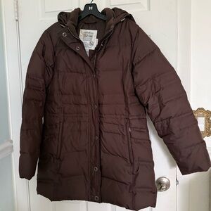 Eddie Bauer Brown Goose Down Puffer Jacket Hooded Winter Coat Parka size L women